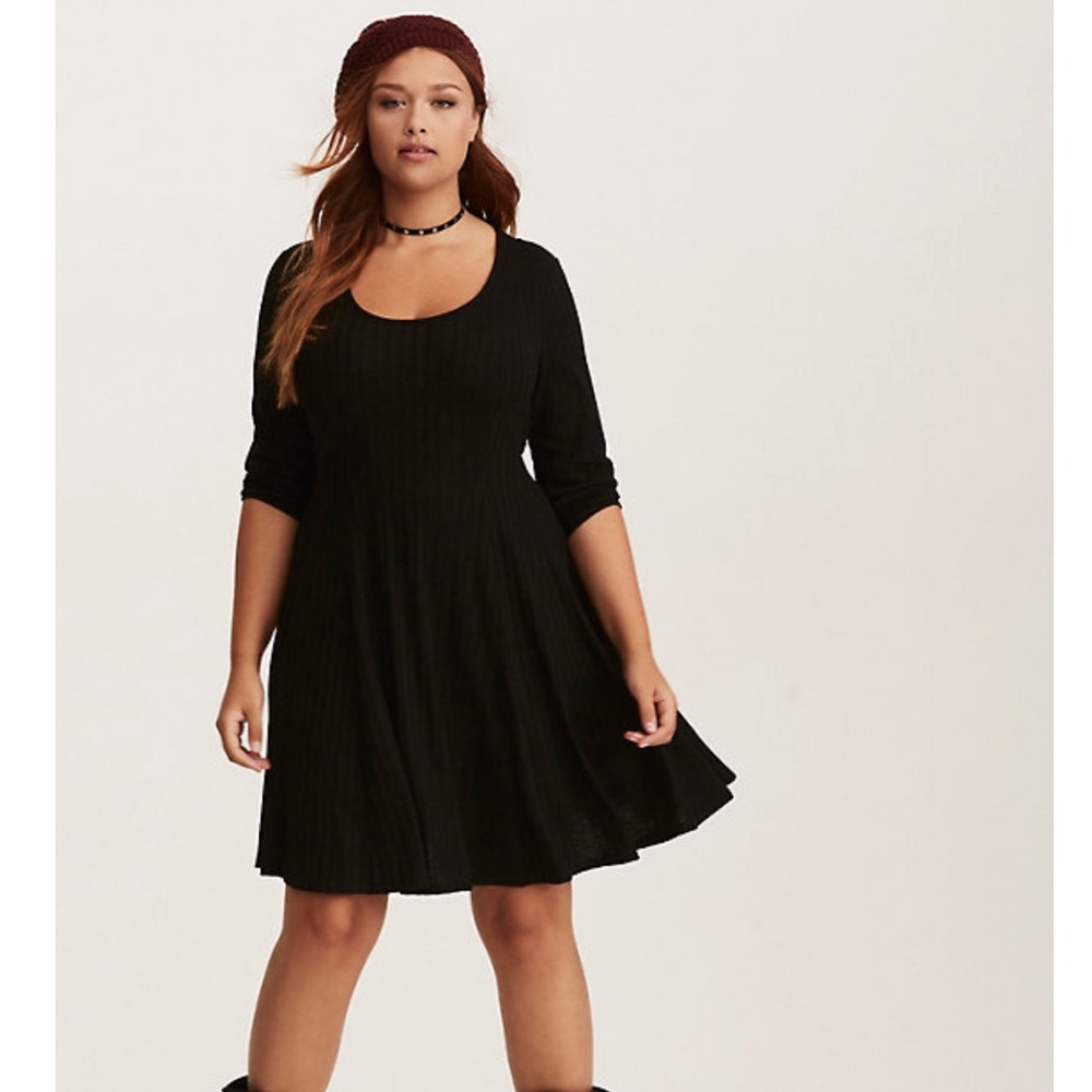 Black Ribbed Sweater Dress